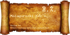 Malagurszki Kán névjegykártya